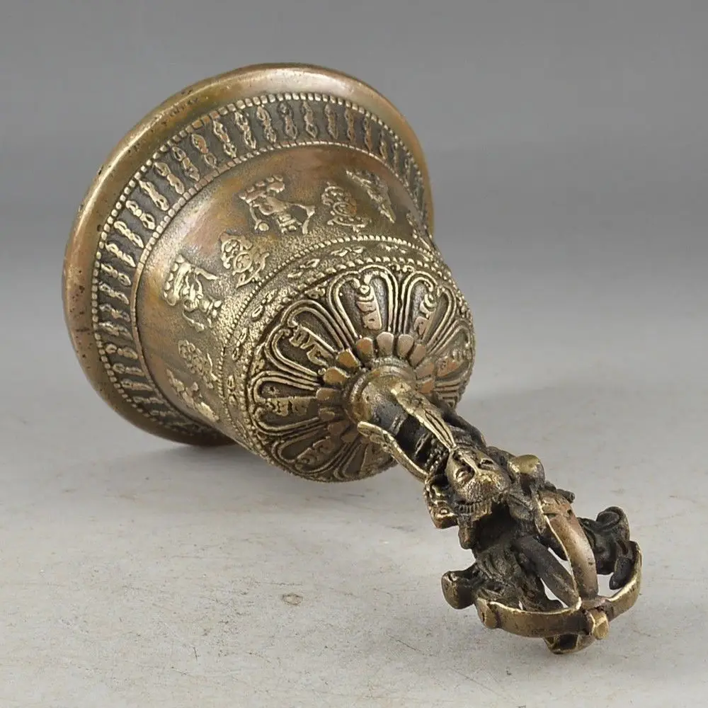 

BRASS HANDWORK HAMMERED EXORCISM STATUE SUPERB BELL DECORATION