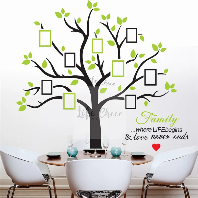 

Family Photos Tree Vinyl Wall Sticker Tall Tree With Photos Frames Wall Art Decals Home Living Room Decor Creative Art AC214