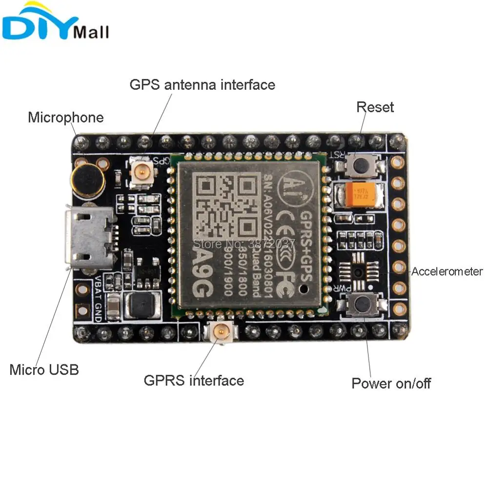1/5 шт. A9G модуль GSM GPRS GPS BDS SMS Плата развития Голосовая Беспроводная передача данных