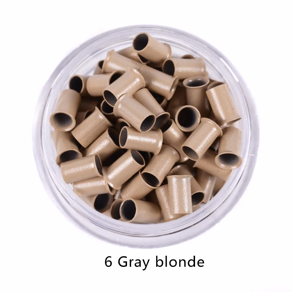 1000Pcs 3.4*3.0* 6mm Fare Euro Lock Copper Tubes Micro Rings Links Beads for Stick I Tip Hair Extensions 7 Colors Optional