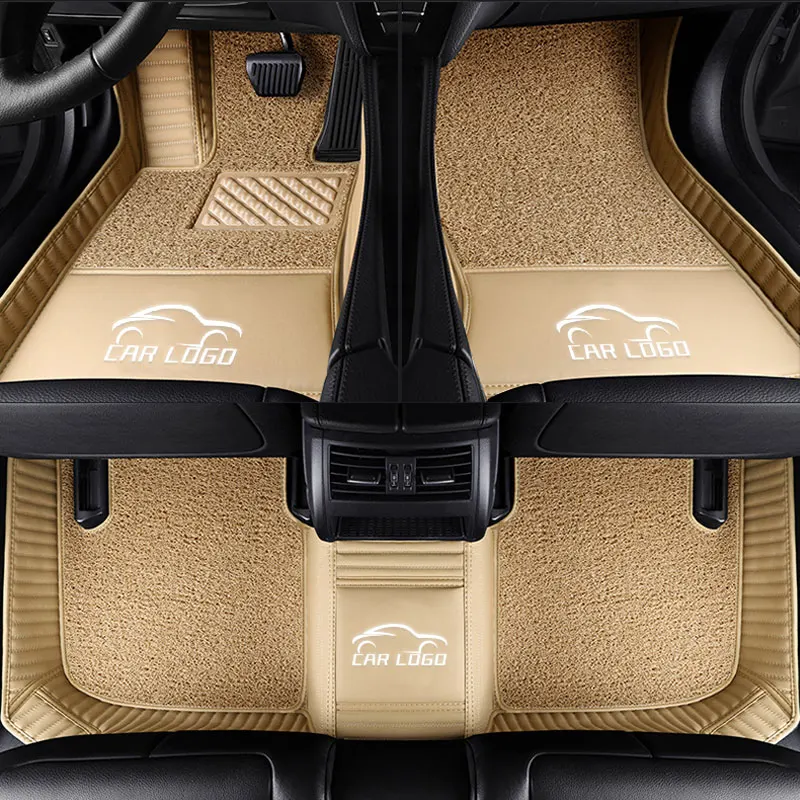 Car floor mats for Toyota logo Land Cruiser 200 Prado150/120 corolla 2007- C-HR camry 40 wish car styling liner Custom - Название цвета: Beige 02