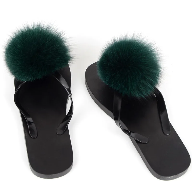 women slippers fox fur pompom (5)