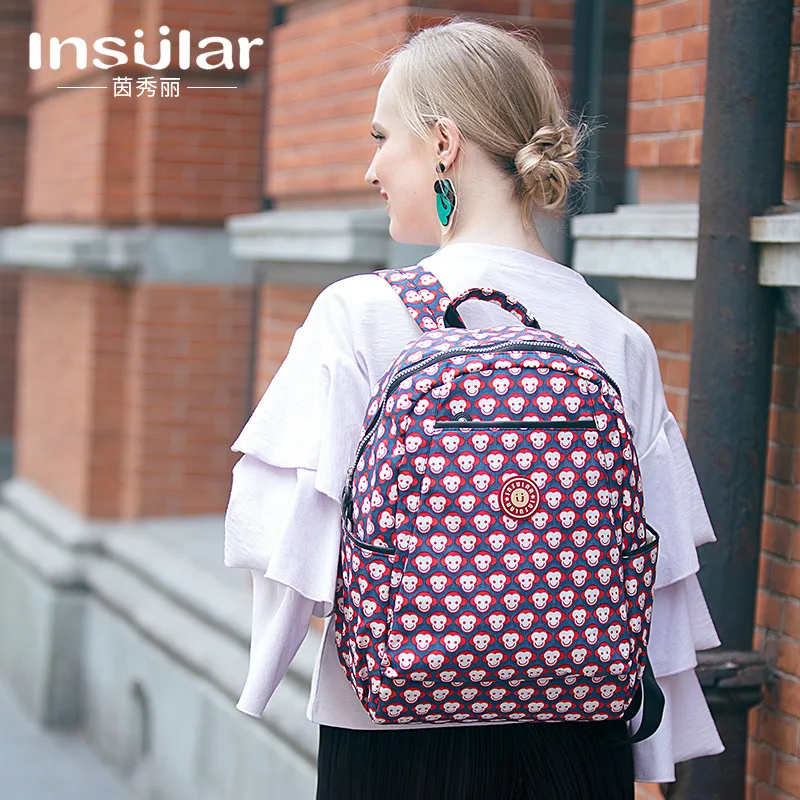  Washed nylon fashion multi-functional double shoulder mummy bag double shoulder mother and baby out