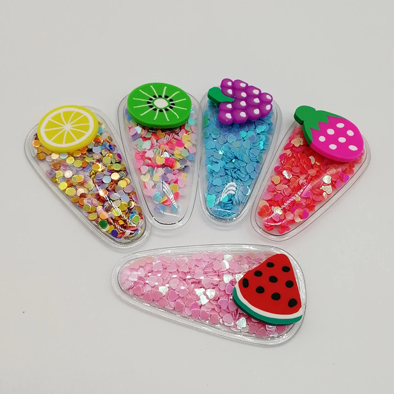 

10pcs/lot 5.5*3cm Filling Sequin Applique Hair BB Clips Cover Appliques for girl DIY Hair Clip Accessories without clip