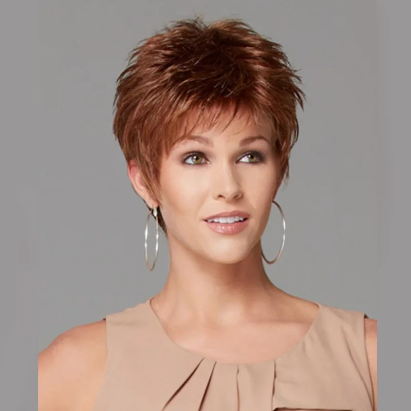 8inch Short Women Wigs Natural Hair Golden Brown Wigs Short