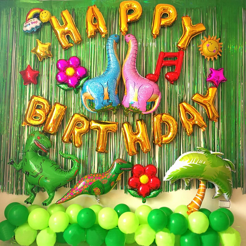 

Children's birthday balloon dinosaur theme package year-end party boy baby arrangement supplies ornament background wall