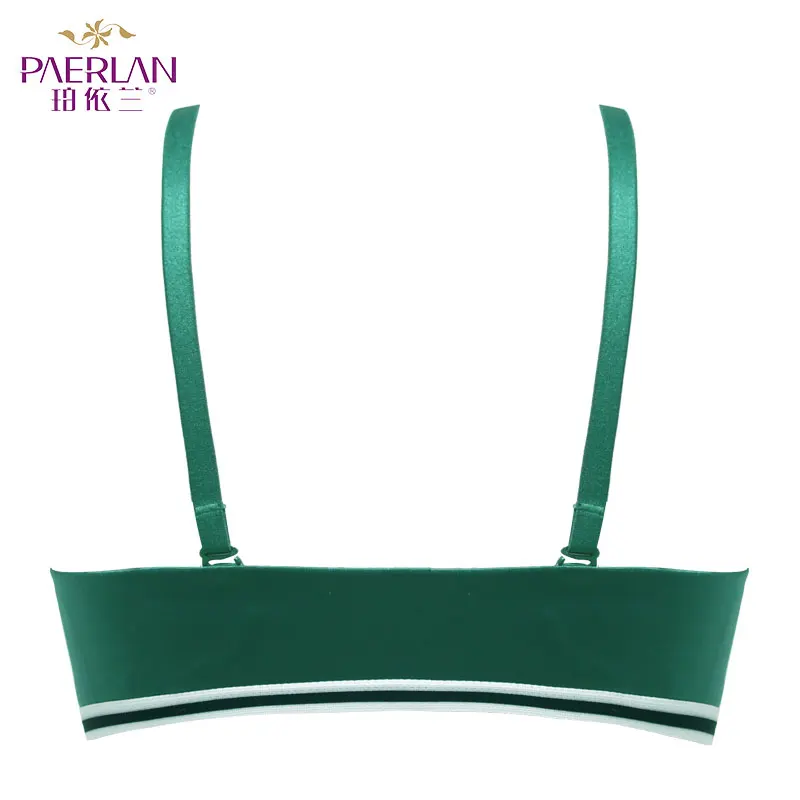 PAERLAN Seamless Push Up Front Closure Wire Free Stripe Beauty Back Bra  Small Breast Gathers Sexy Green Underwear Women