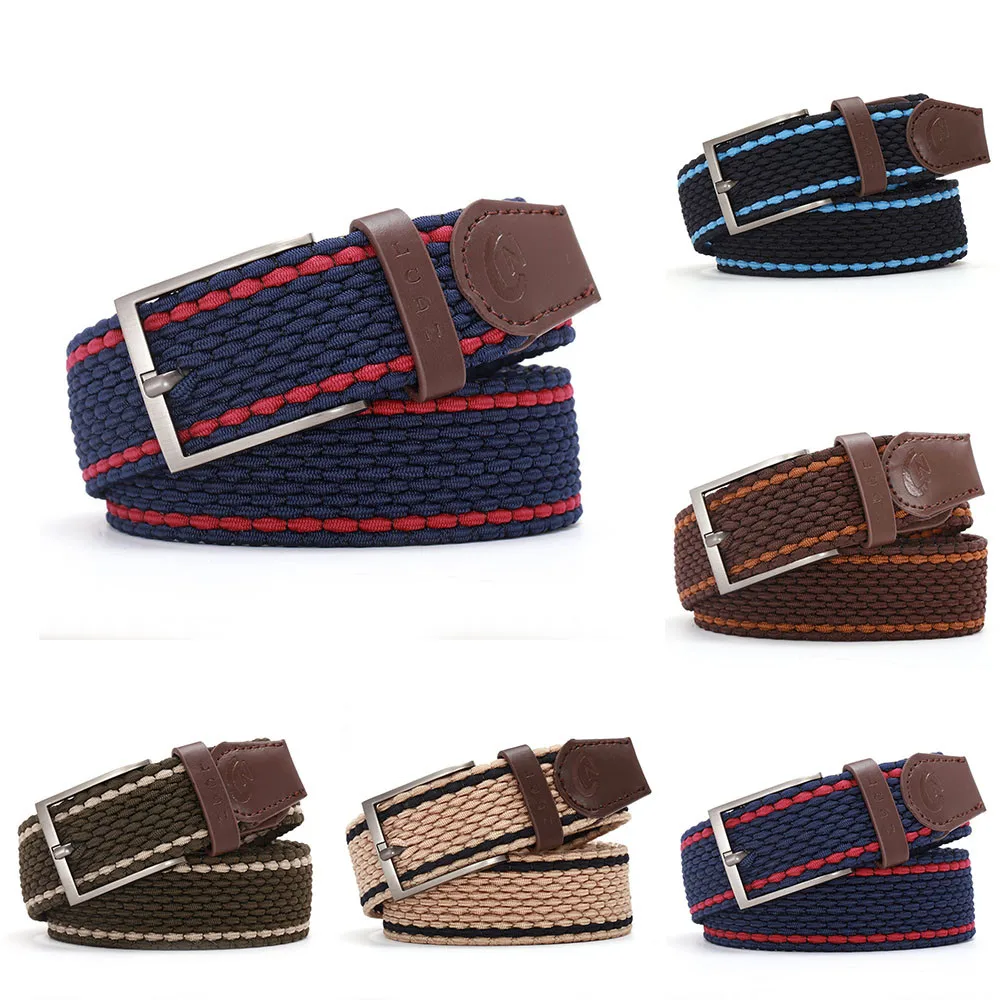 

New Women Men Unisex Cotton Canvas Fabric Webbing Waist Classic Pin Buckle Belt Skinny Simple Stripe Contrast Jeans Wild Belt