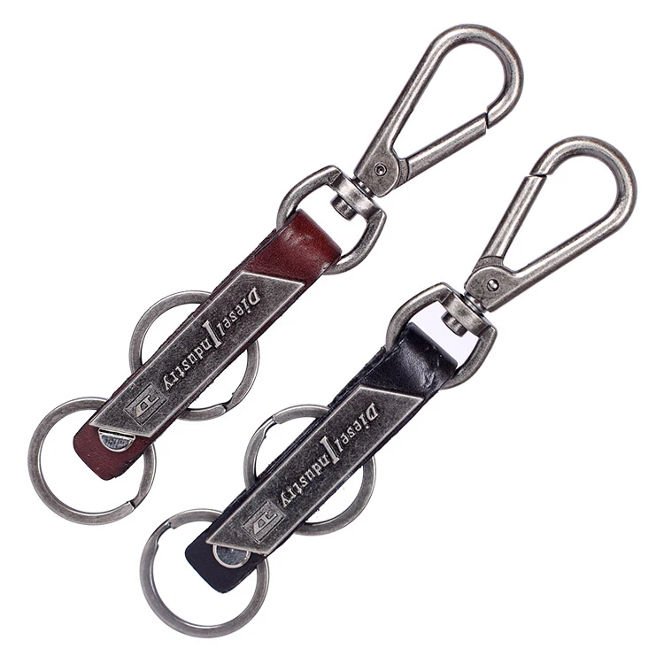 metal key ring keychains Genuine Leather gifts Fashion vintage punk men font b keychain b font