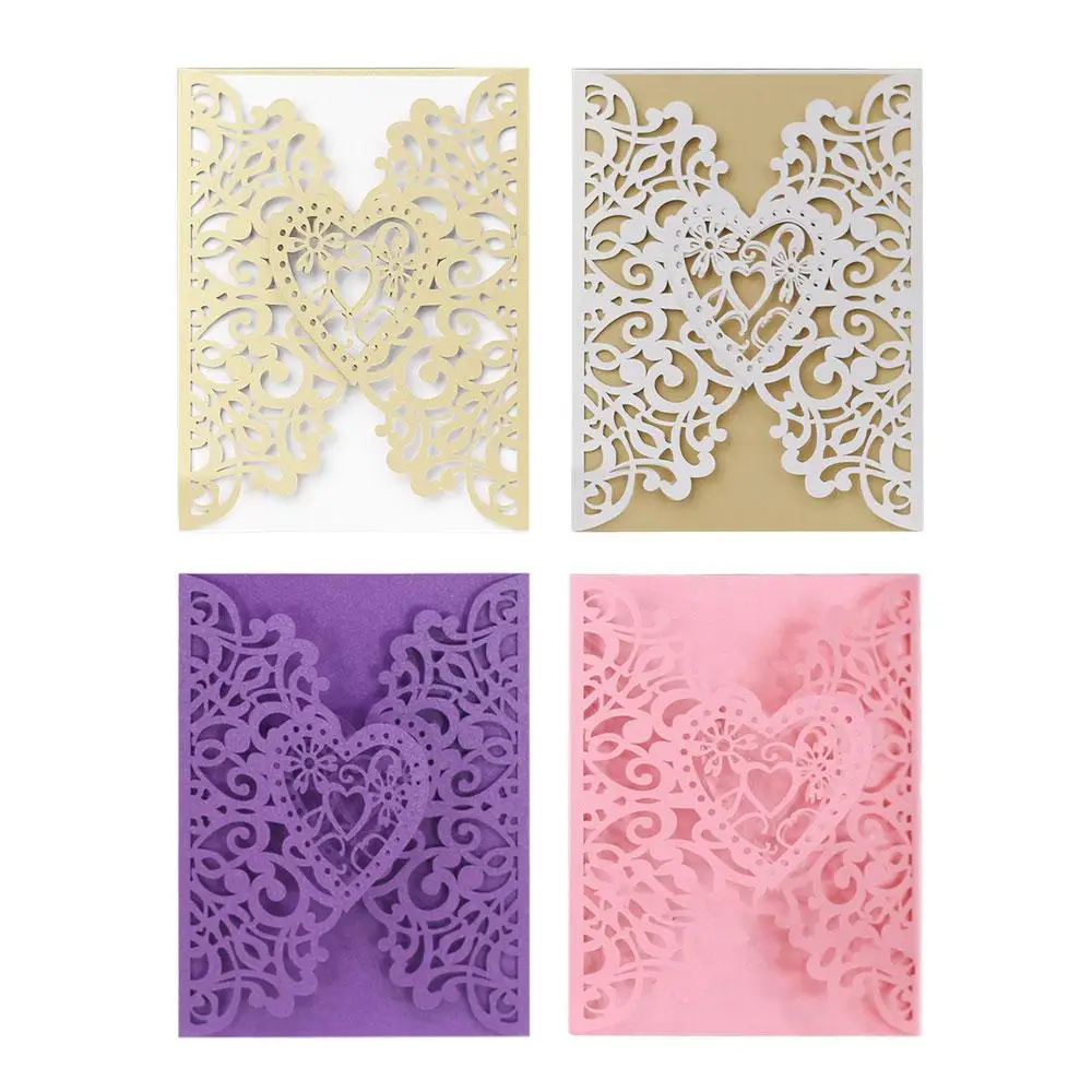  10 PCS European Style Hollow-out Wedding Invitations Creative Congratulations Card Birthday Party C - 32918341892
