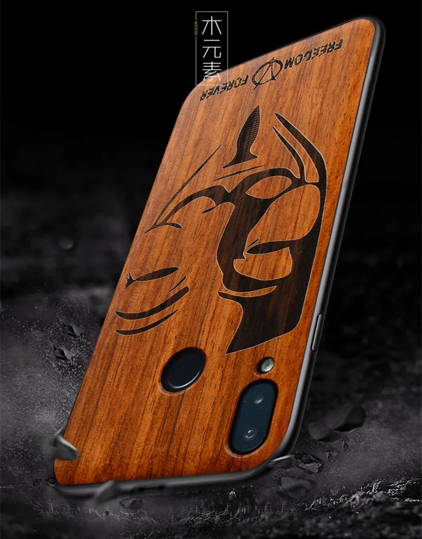 For Huawei Honor Play Case Boogic Original Real Wood funda Rosewood TPU Shockproof Back Cover Phone Shell Honor Play Case 6 (4)