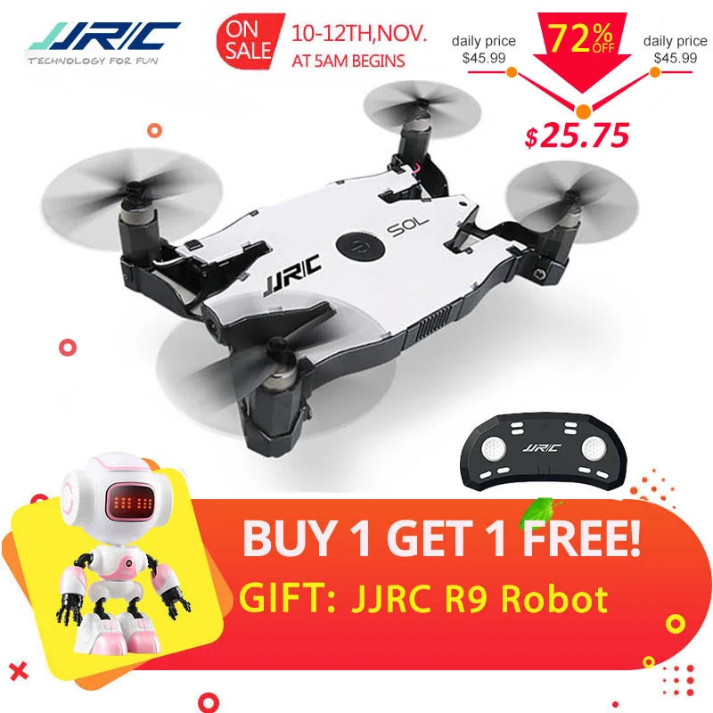 JJR/C JJRC H49 SOL Ultrathin Wifi FPV Selfie Drone 720P Camera Auto Foldable Arm Altitude Hold RC Quadcopter VS H37 H47 E57