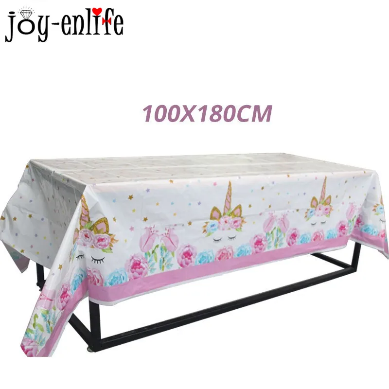 JOY-ENLIF Kids 1st Birthday Party Tablecloth Unicorn Party Disposable Tablecloth Baby Shower Party Decoration Table Cover Runner