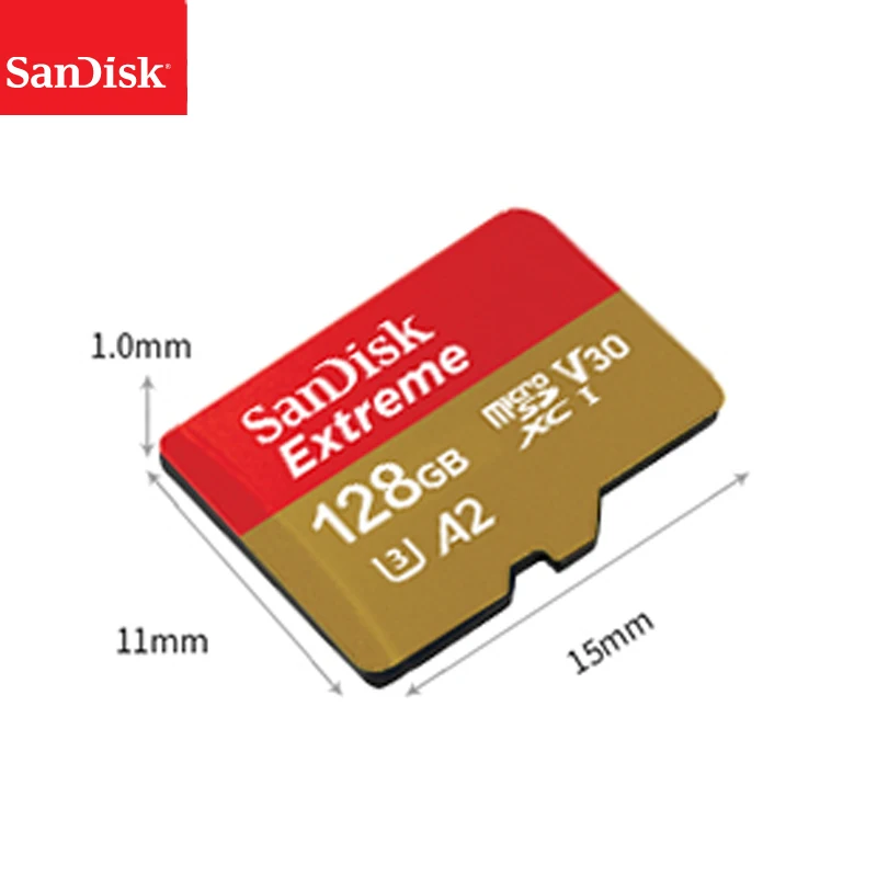 Двойной Флеш-накопитель SanDisk Extreme Micro SD слот для карт памяти 128 Гб 64 Гб оперативной памяти, 32 Гб встроенной памяти, microSDHC/microSDXC UHS-I U3 читать Скорость до 160 МБ/с. UHD 3D 4K видео карта