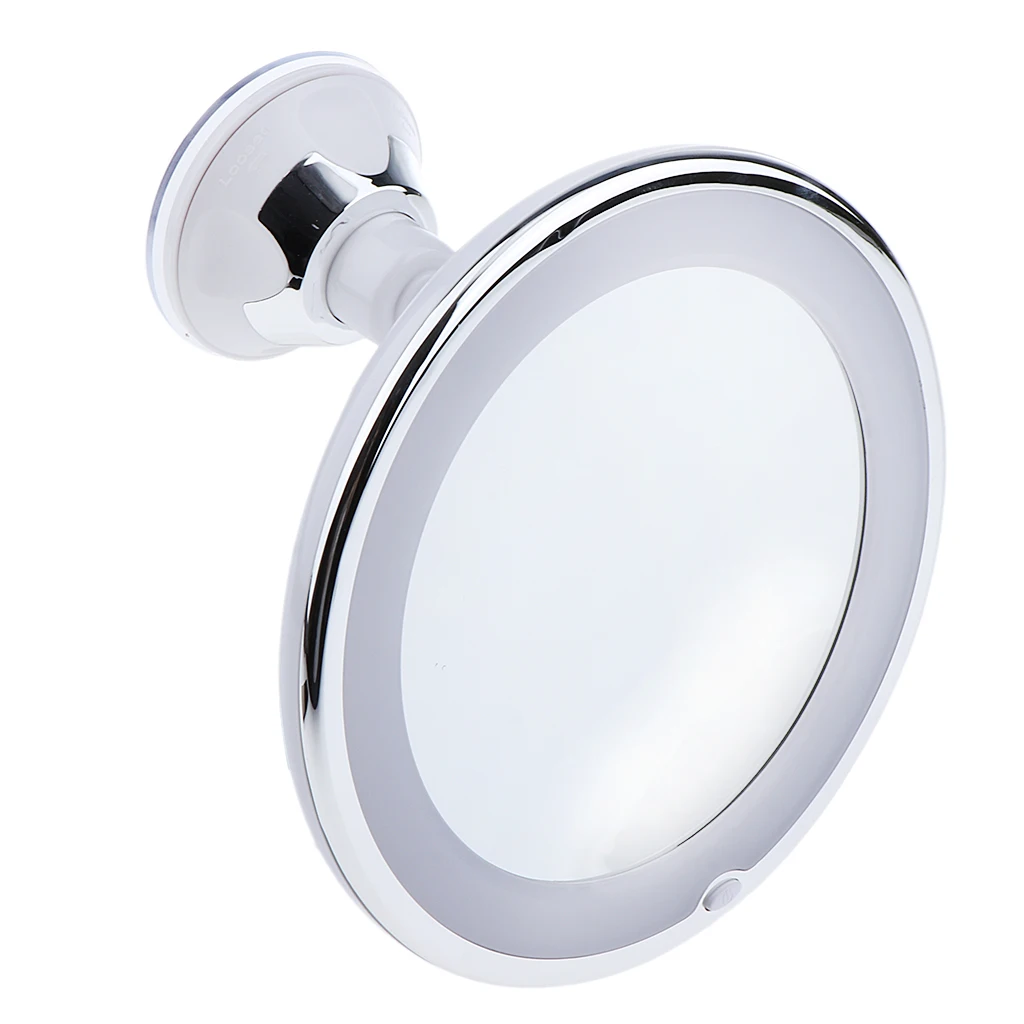 LED 10x Magnifying Makeup Mirror Bathroom Magnification Vanity Mirror Shaving 360° Swivel Lock with Suction Cup