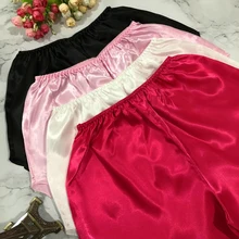 Сексуальная эластичная талия Женская атласная шелковая однотонная свободная широкая короткая одежда для сна Ночная Пижама Нижнее белье для дома брюки для женщин Летний сон