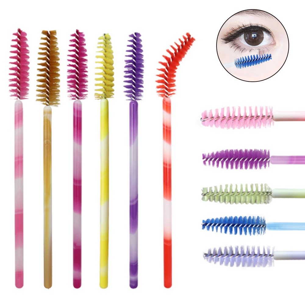 

50/100 PCS Disposable Masacara Wands Eyelash Brushes Lash Extension Nylon Colorful Professional Handle Beauty Makeup Tools