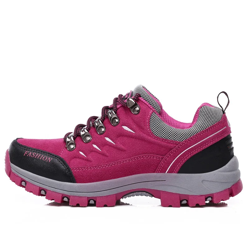 Водонепроницаемые треккинговые ботинки для мужчин и женщин для альпинизма, кемпинга, спортивная обувь, профессиональные уличные кроссовки для альпинизма - Цвет: Rose