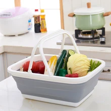 

Folding Shopping Basket Laundry Basket Snacks Fruit Vegetable Foldable Silicone Basket Home Storage & Organization Eco-Friendly