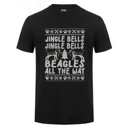 Возьмите 100% хлопок с круглым вырезом на заказ печатная Футболка Beagle уродливое Рождество футболка 2018 модная футболка мужская футболка