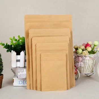 

Kraft Paper Aluminum Foil Bag Zipper Doy pack Packaging Pouch Food Tea Snack Resealable Bags wholesale 1000Pcs/Lot
