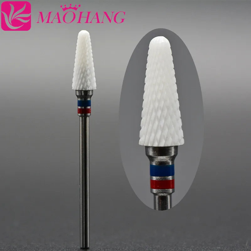 

MAOHANG 1PCS High quality 3/32 '' Ceramic Nail Drill Bit Bullet nail file Nail Art Tools Nail Cleaner Bit