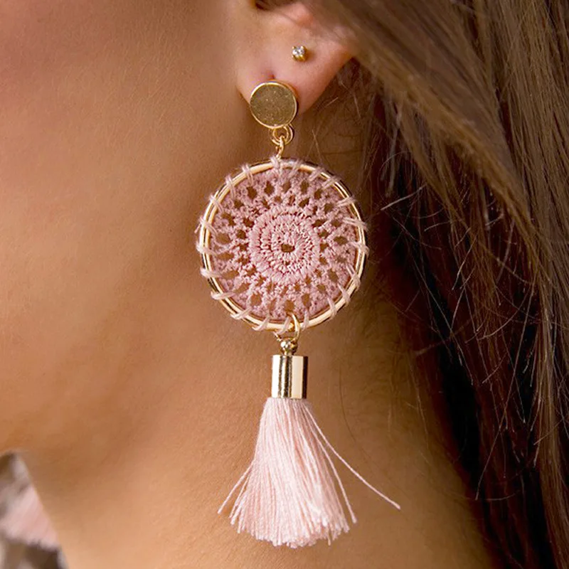 

7 Colors Handmade Bohemian Tassel Earrings Red Black Tassel Earrings for Women Vintage Ethnic Jewelry Party Dress Earrings