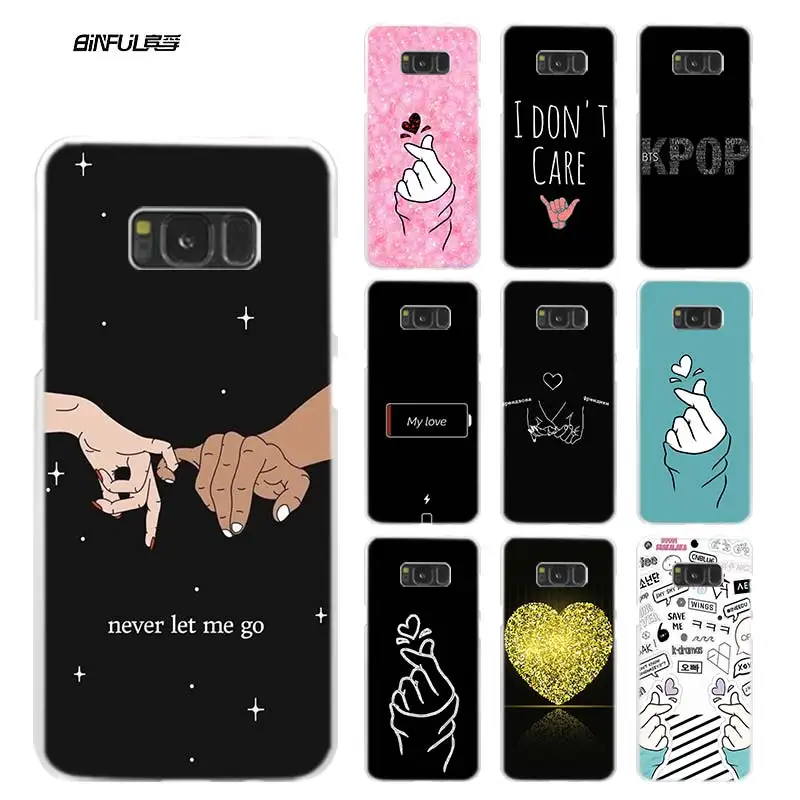 

Love on the finger kpop heart Phone Case for Samsung Galaxy M20 M10 S10 S9 S8 Plus S7 S6 Edge Note 8 9 Hard Plastic Cover Coque