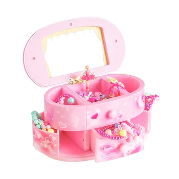 

Creative Peach Heart Makeup Mirror Music Box Ornament Rotating Dancing Ballet Girl Music Box Jewelry Box Children Birthday Gifts