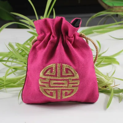 C088 хлопковые джутовые мешочки для замены ювелирных изделий китайский год фу сумки 10 шт много разных цветов - Цвет: rose red