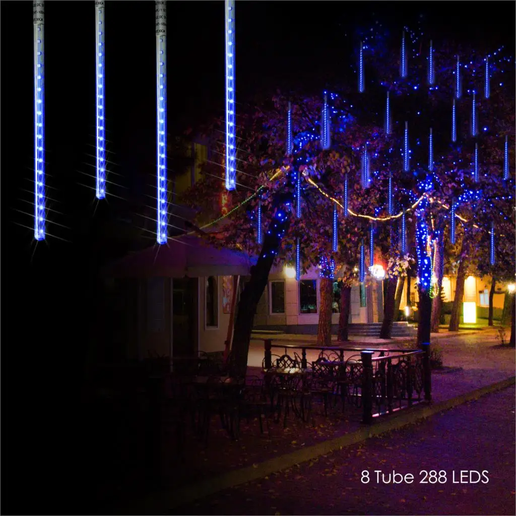solar led outdoor lights meteor shower rain lights icicle outdoor falling icicle lights