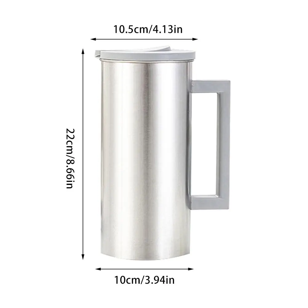 1.8L Stainless Steel Hot Cooling Water Kettle Home Coffee Juice Container Press Type Lid Beverage Storage Pot with Handle