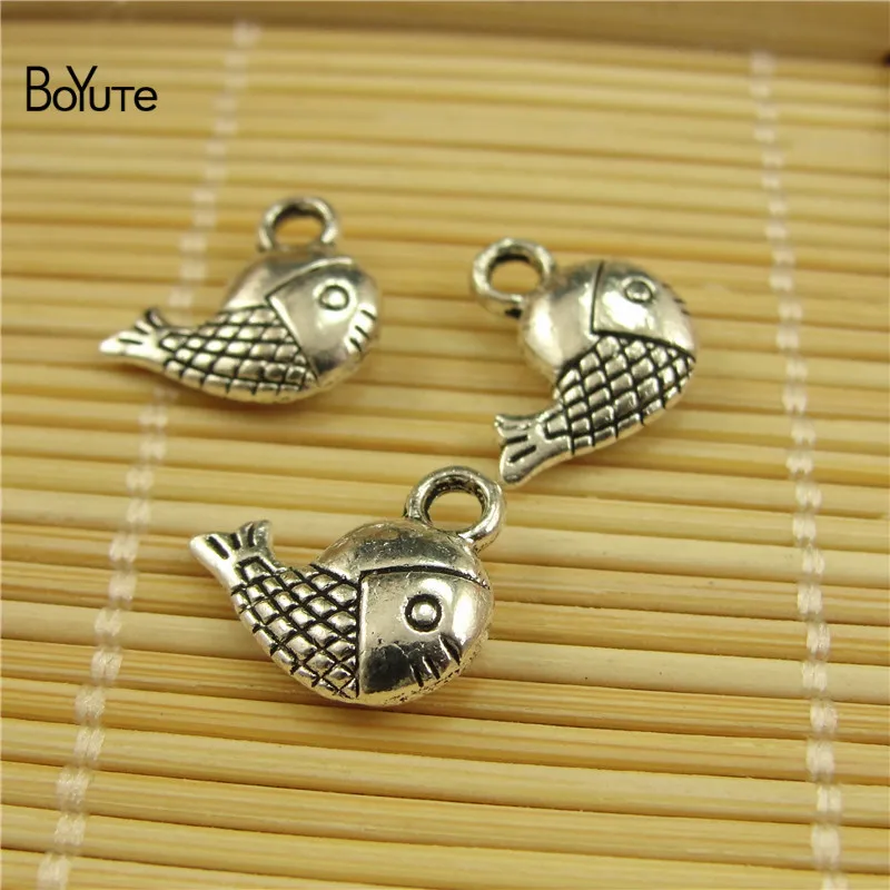 BoYuTe (100 PiecesLot) Metal Alloy Antique Silver Plated Mermaid Fish Charms Pendant Diy Hand Made Jewelry Accessories (12)