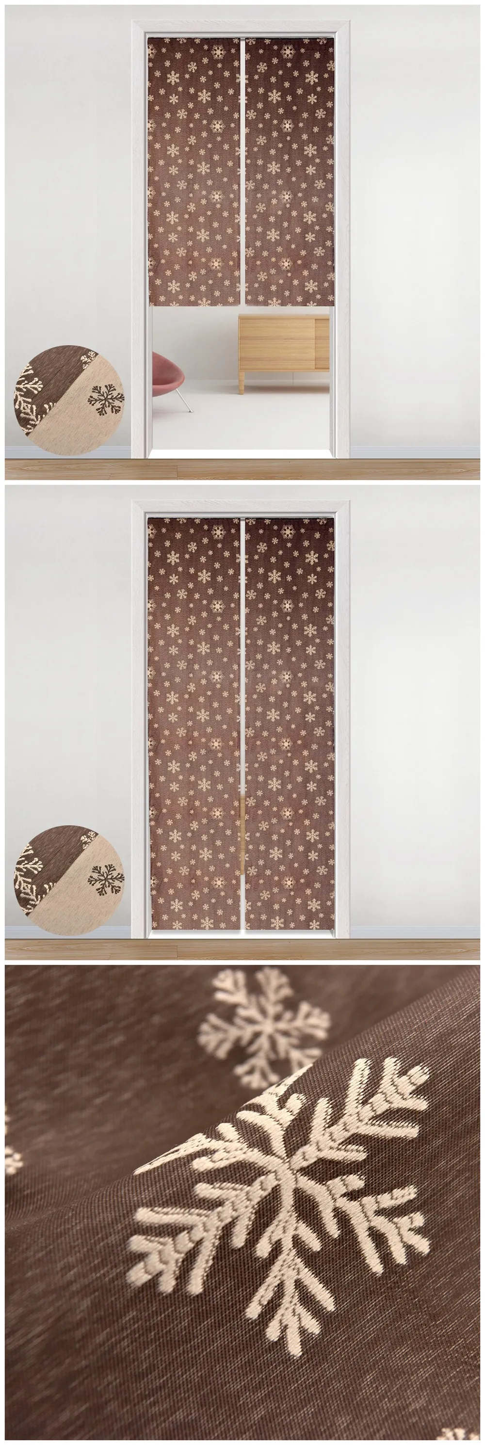 MLS-Smt607 NAPEARL Short Drops Snow Jacquard Door Curtains Floral Rustics Decor For Bedroom Gates Thread Fabric Pastoral Modern Rod Pocket (2)