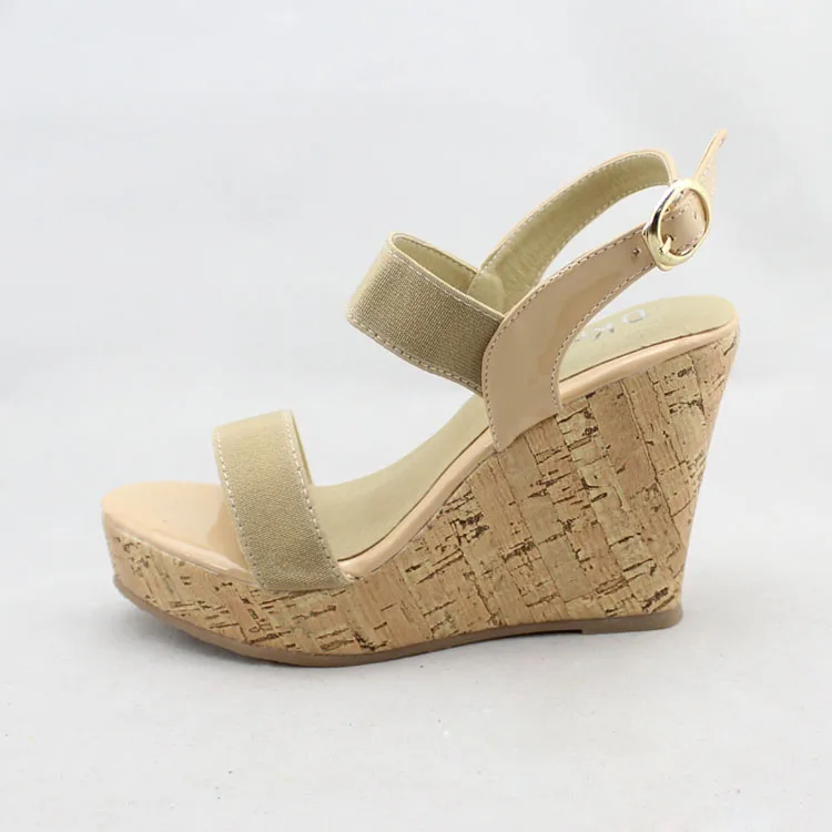 Big Size 30-43 Summer Women Pu Leather Sandals Ladies NAVY BEIGE Buckle Strap Fashion Thick Wedges Casual Platforms Shoes Woman (6)