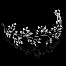 Accesorios para el cabello de boda de cristal de lujo, diadema de perlas simuladas, diademas de vid para el pelo, corona, Tiara de novia, joyería
