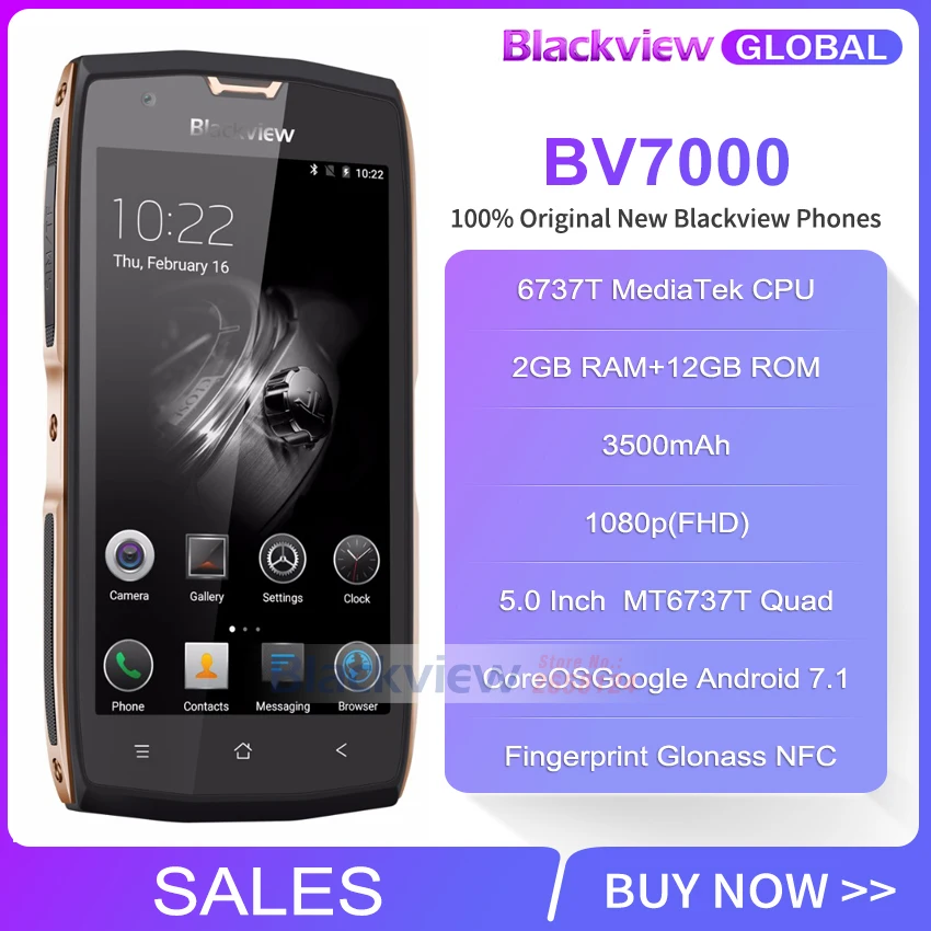 Мобильный телефон Blackview BV7000 четырёхъядерный процессор MT6737T FHD экран 5 дюймов 2 ГБ 16
