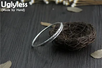 

Uglyless Real S999 Silver Ethnic Women Adjustable Thin Bangles Carve Vintage Tribe Totem Patterns Opening Bangle Handmade Bijoux