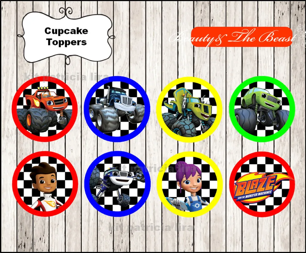 

Blaze and the Monster Machines Party Sticker Birthday Party Decorations Toppers Kids Sticker for Birthday Candy Tag Labels