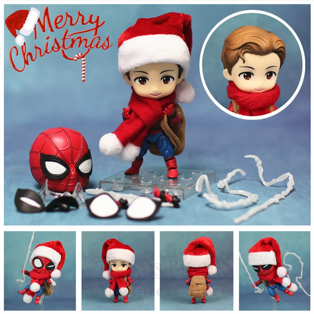 Pаспродажа Новый Marvel Homecoming милый человек паук 10 см Kawaii фигурку Q Tom Holland Мстители игрушечные лошадки куклы ко Nendoroid 781