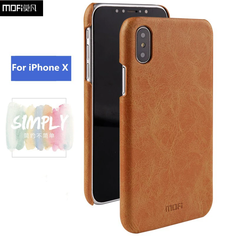 Goede MOFi originele apple iPhone X iPhoneX cover case hard PU lederen capa coque funda accessoires marineblauw 5.8 inch