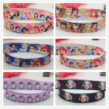 

DHK 5/8'' Free shipping princess unicorn printed Fold Elastic FOE headband headwear hairband DIY decoration OEM S664