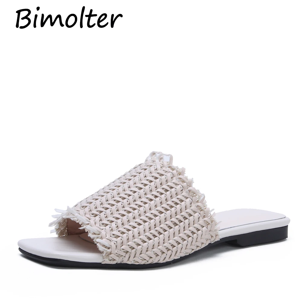 

Bimolter Designer Slippers Women Flats Mules Shoes Women Fashion Hollow Slides Ladies Brand Mules Female Luxury Slippers FC005