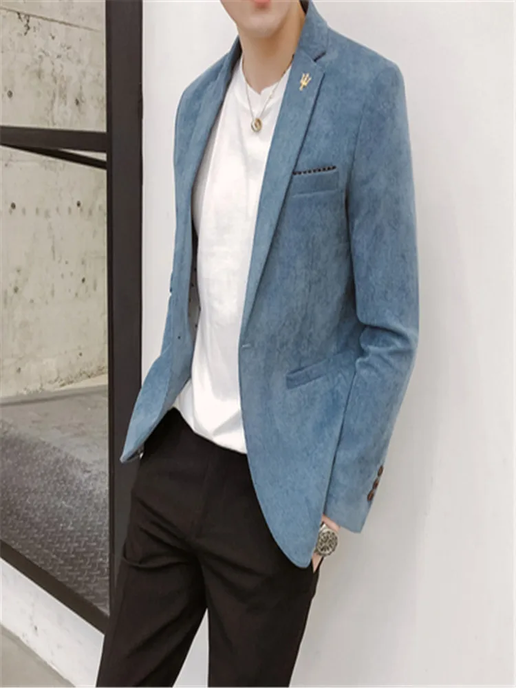 Весенний Повседневный вельветовый маленький костюм мужской Молодежный тонкий корейский трендовый костюм мужской пиджак Мужская рубашка