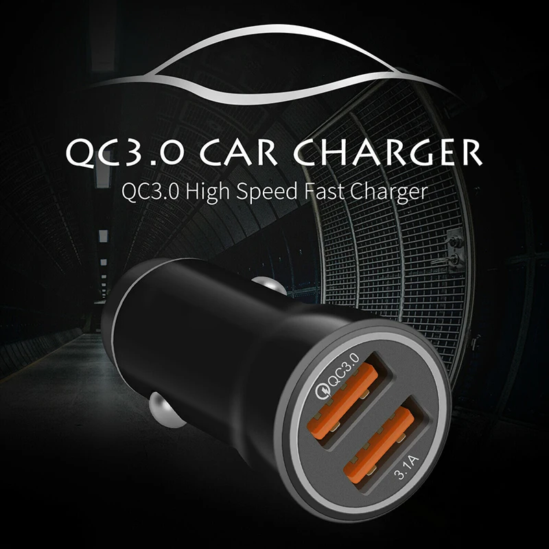 العالمي 5 V 3.1A QC3.0 سريع الشحن السريع المزدوج 2 منفذ USB للسيارة مهايئ شاحن لهواوي P30 P20 برو لايت اللوحي شاحن سيارة