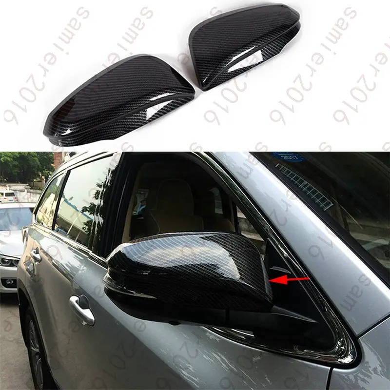 

2x Carbon Fiber Color Side Mirror Dce Cover Cap Trim For Toyota Highlander 14-16