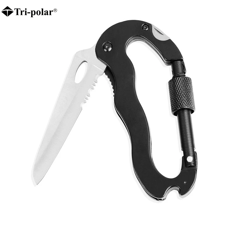 

Outdoor Tool EDC Survival 5 in 1 Foldable Knife Screwdriver Aluminum Alloy Carabiner Hook Gear Multi Tool Hook Keychain