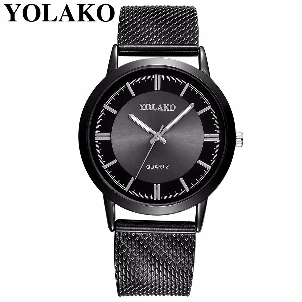 Модные женские туфли черный Пластик пояс сетки кварцевые часы дамы Элитная одежда часы женские наручные часы YOLAKO марка Relogio Feminino
