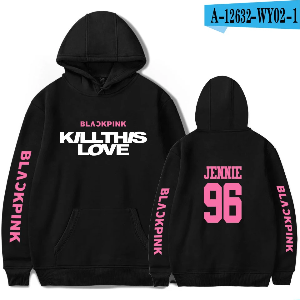 Blackpink Kpop толстовки Для женщин/для мужчин в стиле Харадзюку толстовка в стиле хип-хоп, Blackpink убить для влюбленной пары, толстовки для пар - Цвет: black
