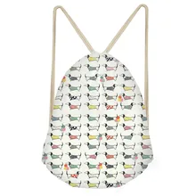 Funny Dog Dachshund Print Drawstrings Bags for Teen Girls Casual Softback Sack Bags Fashion Large Students BackpacksSumka